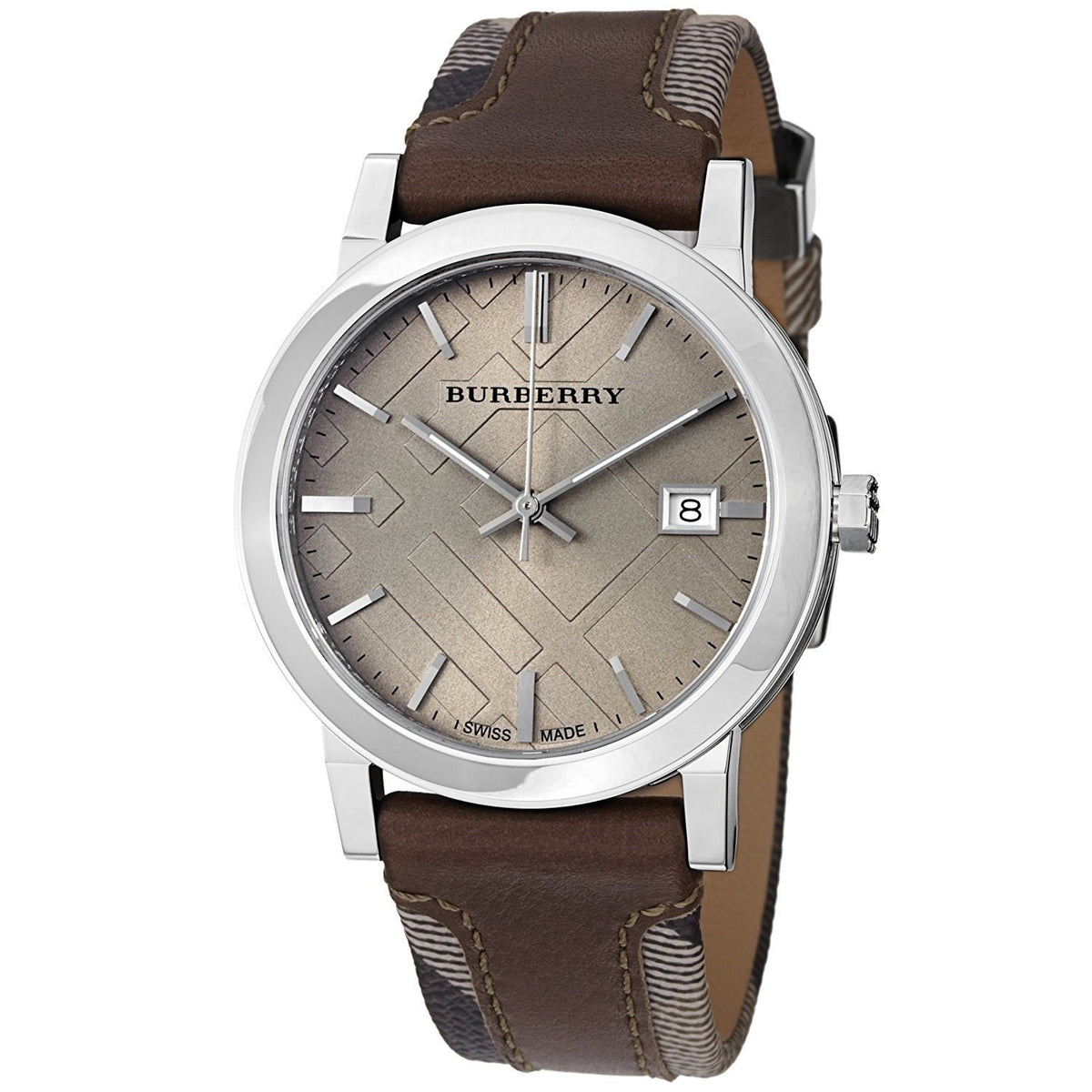 Burberry Unisex BU9020 Large Check Brown Leather Watch