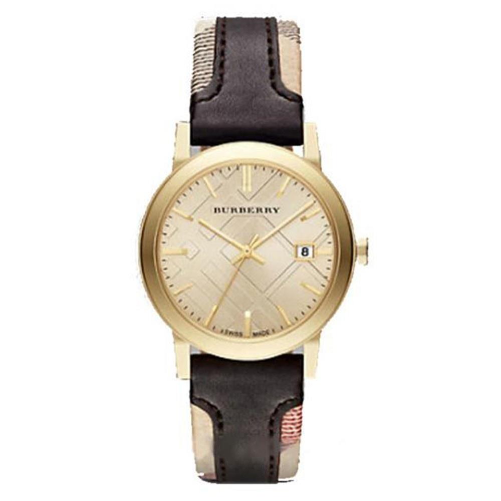 Burberry Women&#39;s BU9032 The City Beige and Brown Nylon and Leather Watch