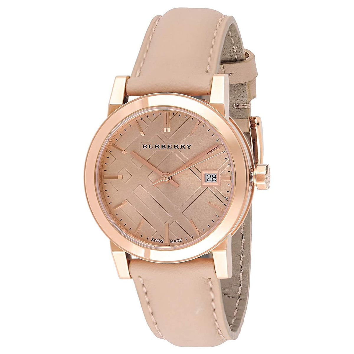 Burberry Women&#39;s BU9109 The City Check Nude Leather Watch