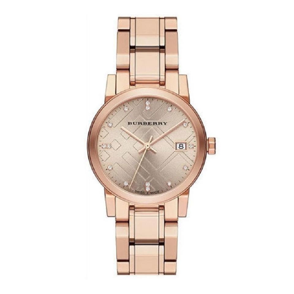 Burberry Women&#39;s BU9126 The City Diamond Rose-Tone Stainless Steel Watch