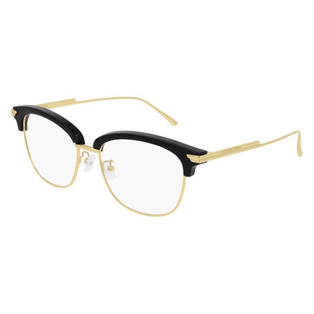Bottega Veneta Men&#39;s Sunglasses Fall Winter 2019 Black Transparent Demo Lens Demo Lens Gold BV1011OA 006