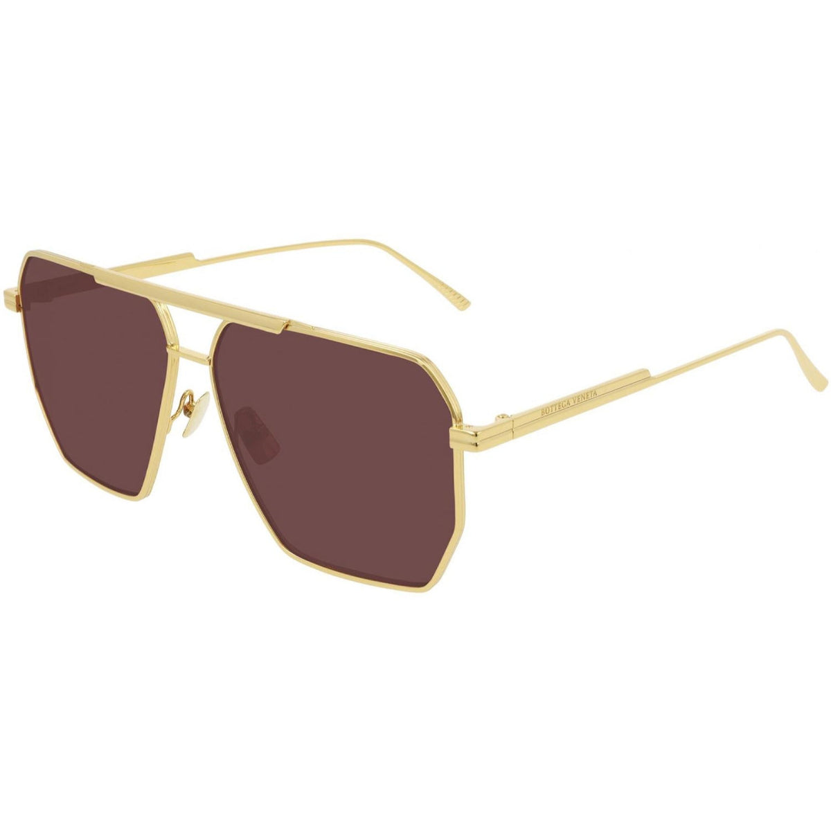 Bottega Veneta Men&#39;s Sunglasses Fall Winter 2019 Gold Brown Nylon Nylon Shiny BV1012S 005