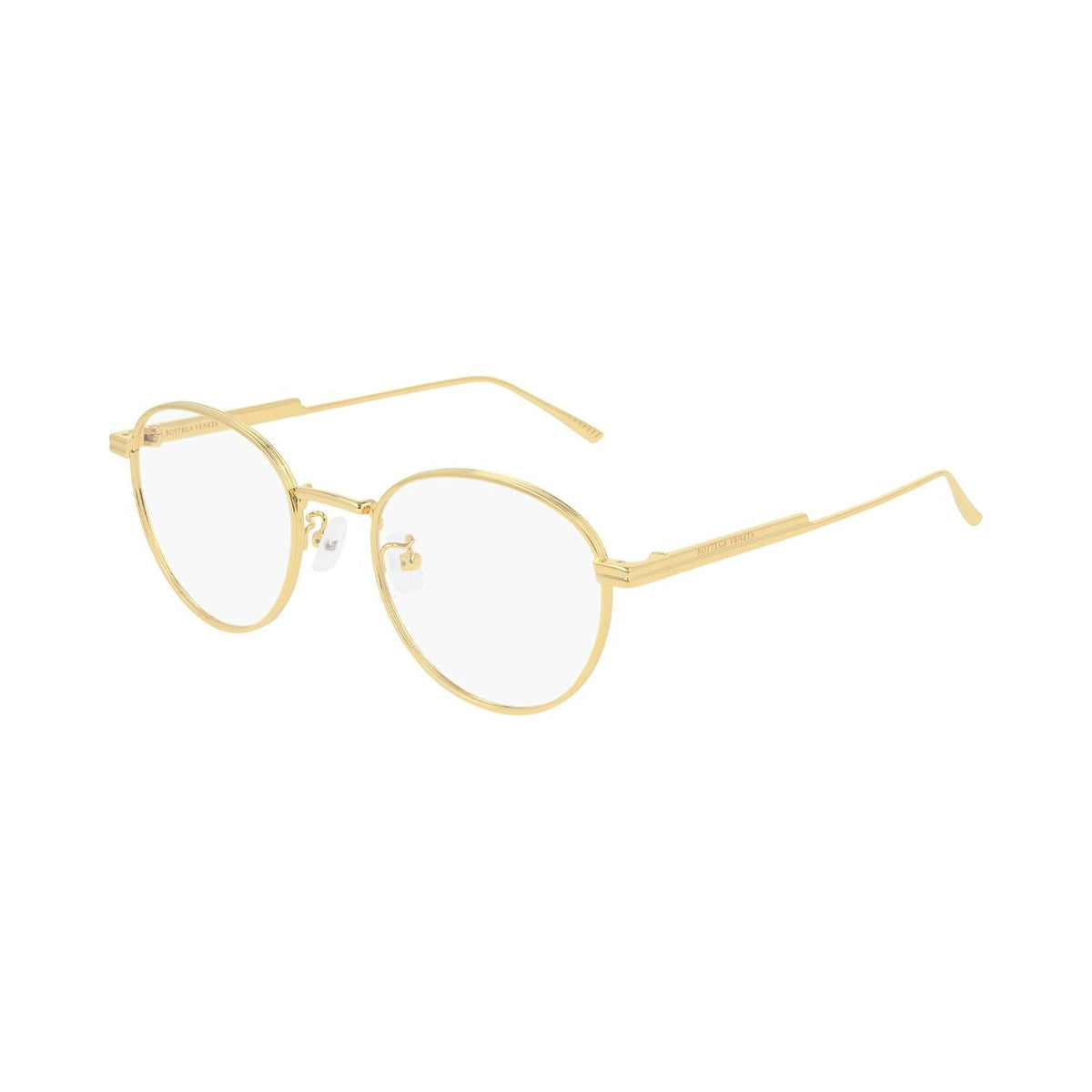 Bottega Veneta Unisex Sunglasses Fall Winter 2019 Gold Transparent Demo Lens Demo Lens Shiny BV1016OA 002