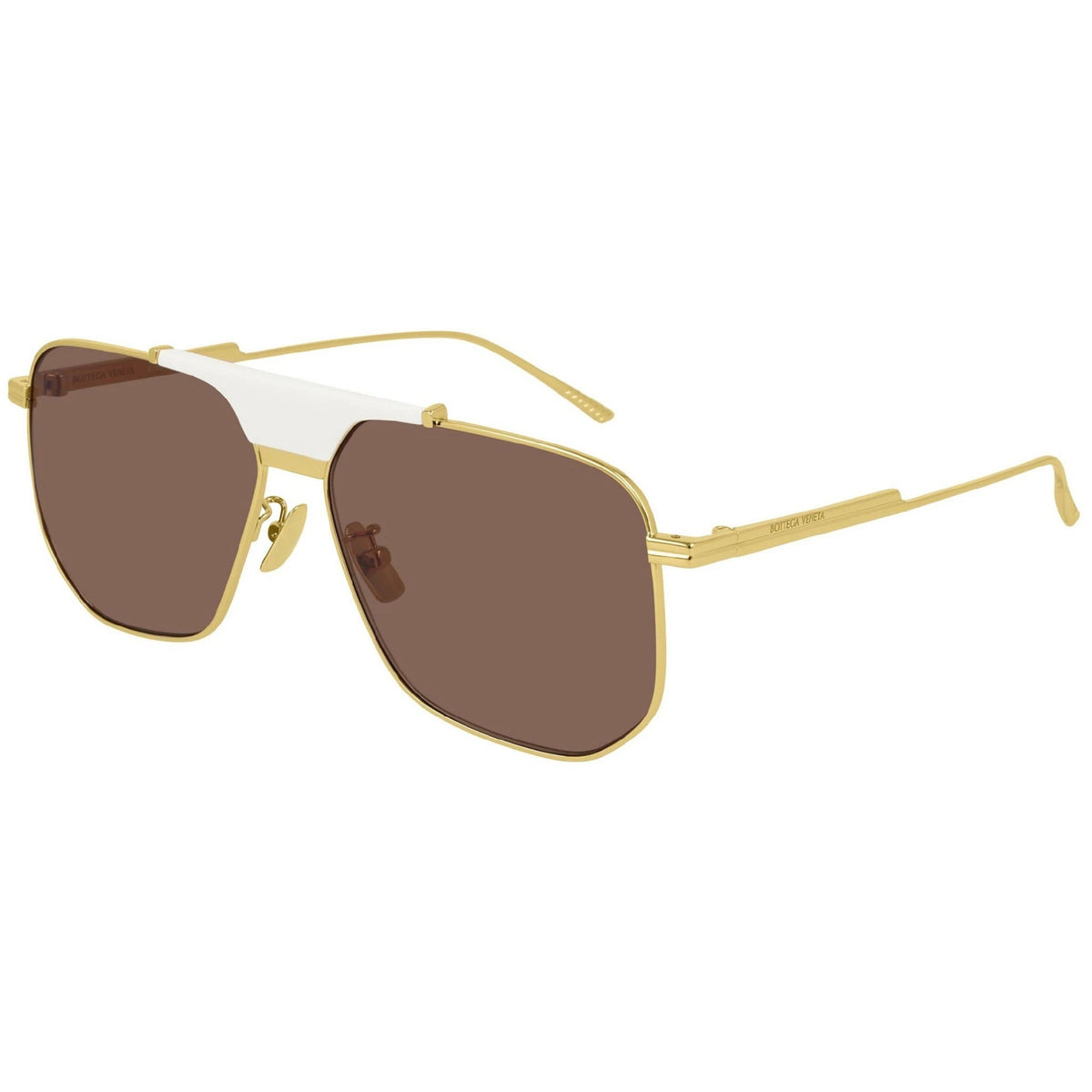 Bottega Veneta Men's Sunglasses Spring Summer 2020 Gold Brown Nylon Nylon Ivory BV1036S 006