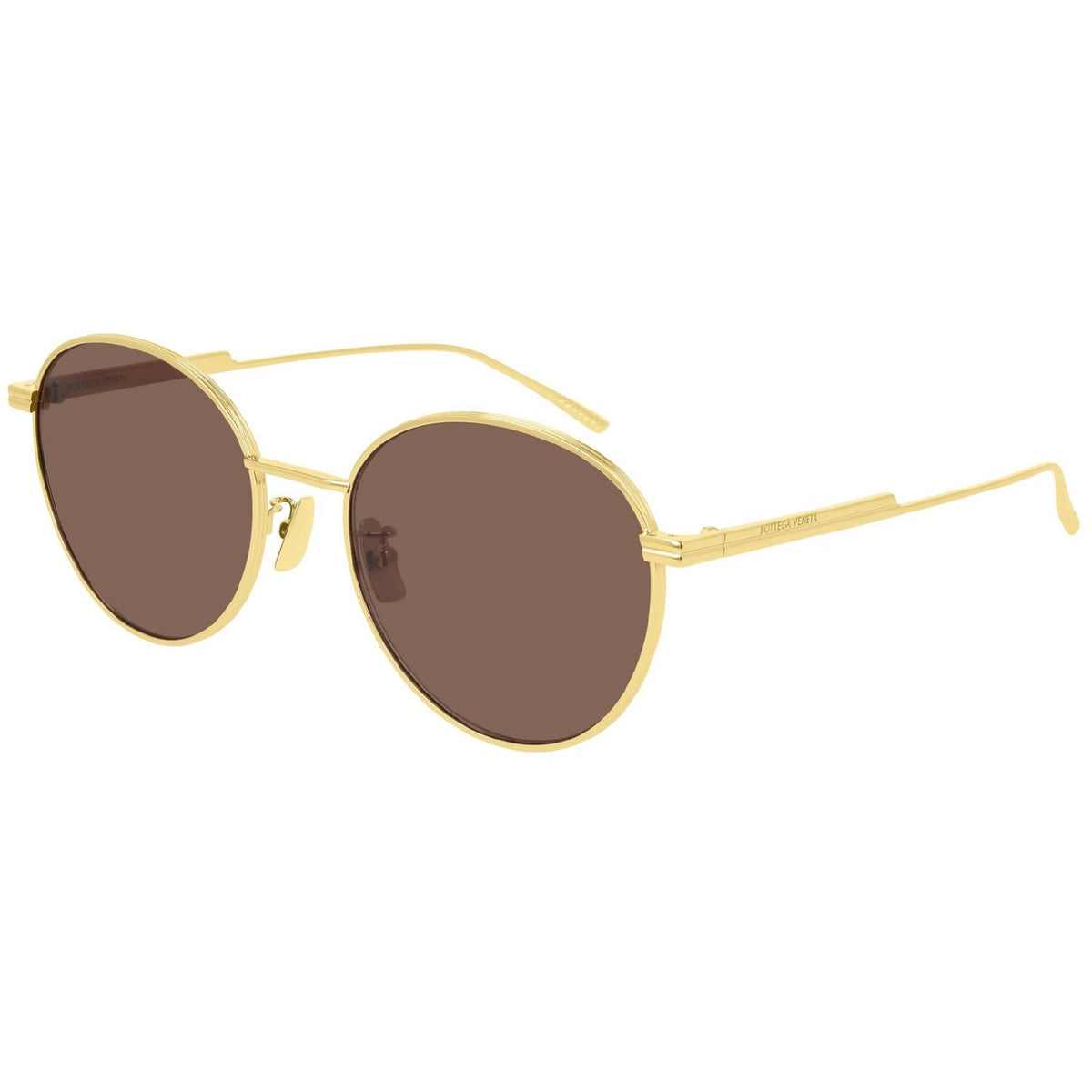 Bottega Veneta Unisex Sunglasses Spring Summer 2020 Gold Brown Nylon Nylon Shiny BV1042SA 002