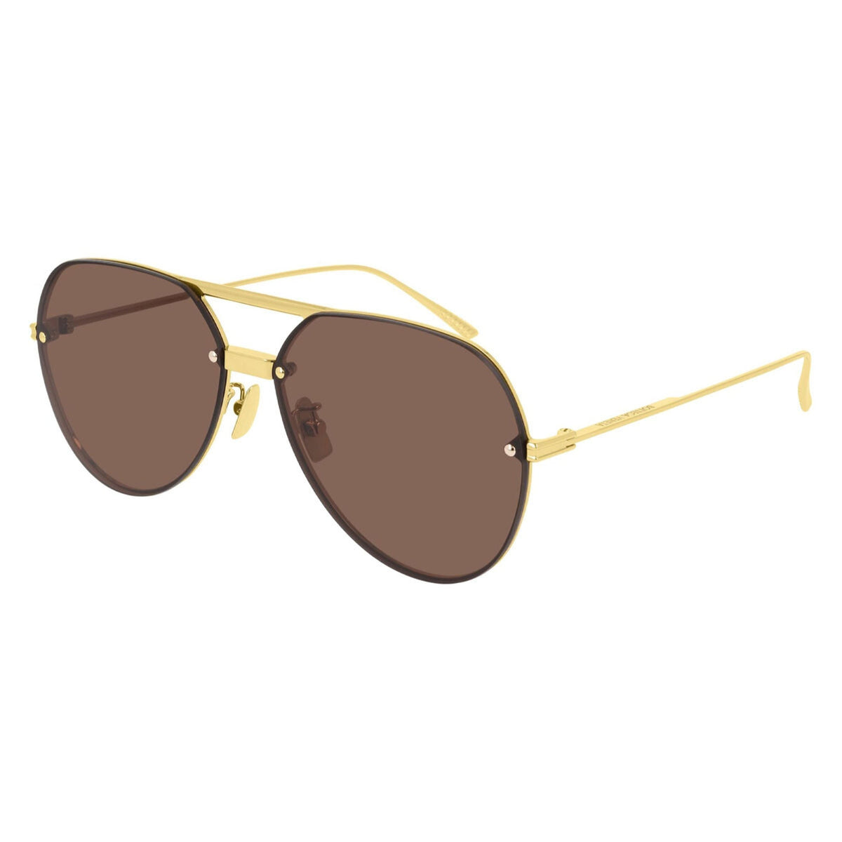Bottega Veneta Unisex Sunglasses Spring Summer 2020 Gold Brown Nylon Nylon Shiny BV1054SA 002