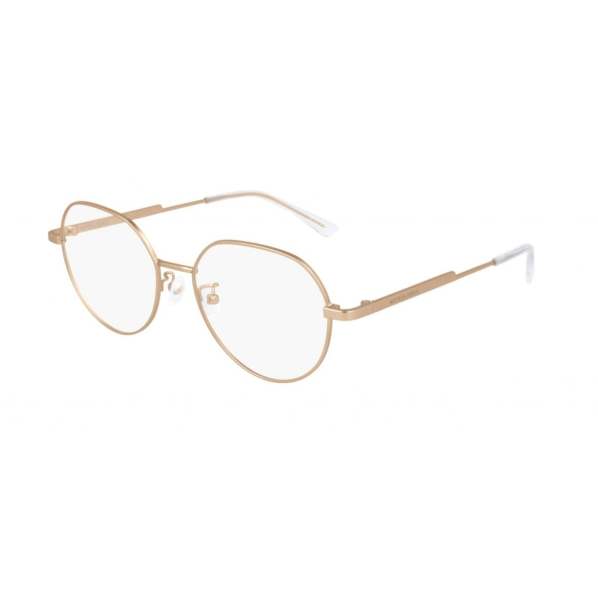 Bottega Veneta Unisex Sunglasses Fall Winter 2020 Gold Transparent Demo Lens Demo Lens Pink BV1076OA 001