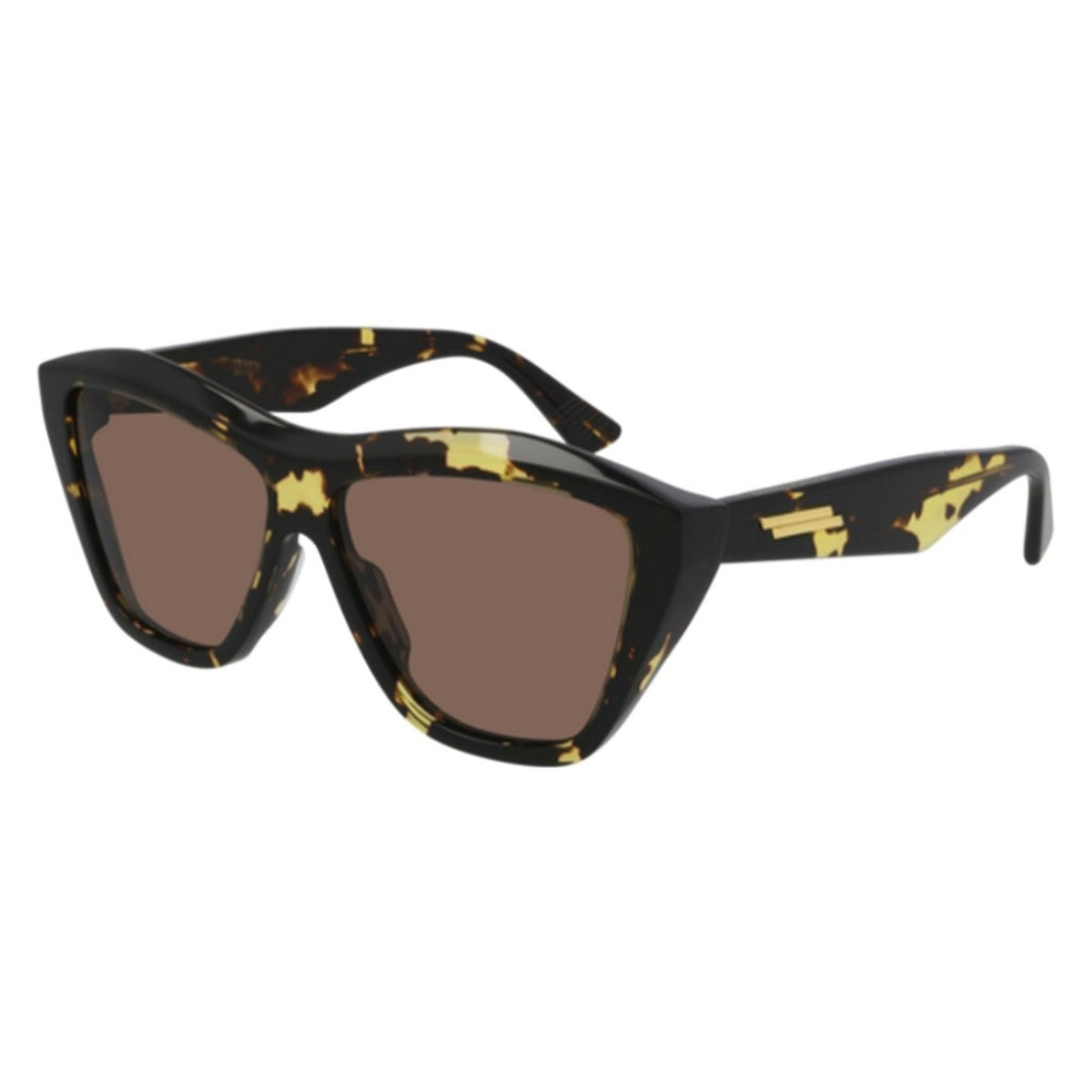 Bottega Veneta Unisex Sunglasses Spring Summer 2021 Havana Brown CR 39 CR 39 Shiny BV1092S 002