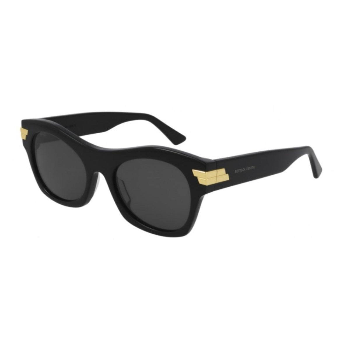 Bottega Veneta Unisex Sunglasses Spring Summer 2021 Black Grey CR 39 CR 39 Shiny BV1103S 001