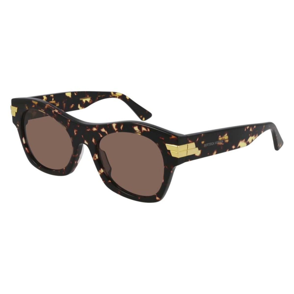 Bottega Veneta Unisex Sunglasses Spring Summer 2021 Havana Brown CR 39 CR 39 Shiny BV1103S 002