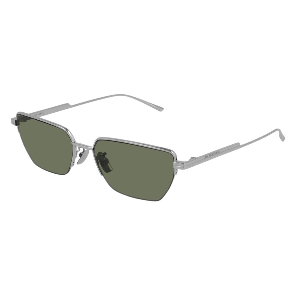 Bottega Veneta Unisex Sunglasses Spring Summer 2021 Silver Green Nylon Nylon Shiny BV1107S 001