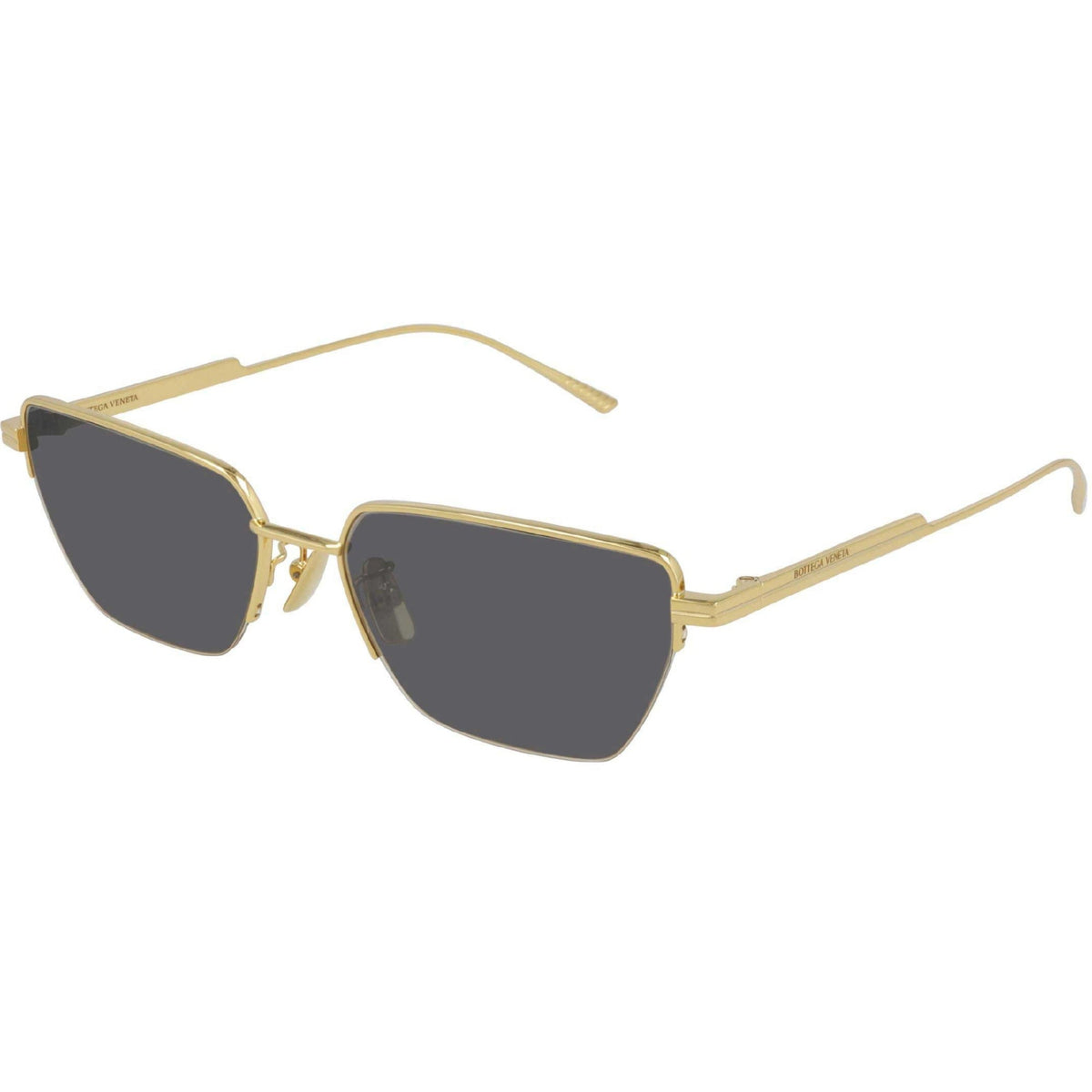 Bottega Veneta Unisex Sunglasses Spring Summer 2021 Gold Grey Nylon Nylon Shiny BV1107S 004