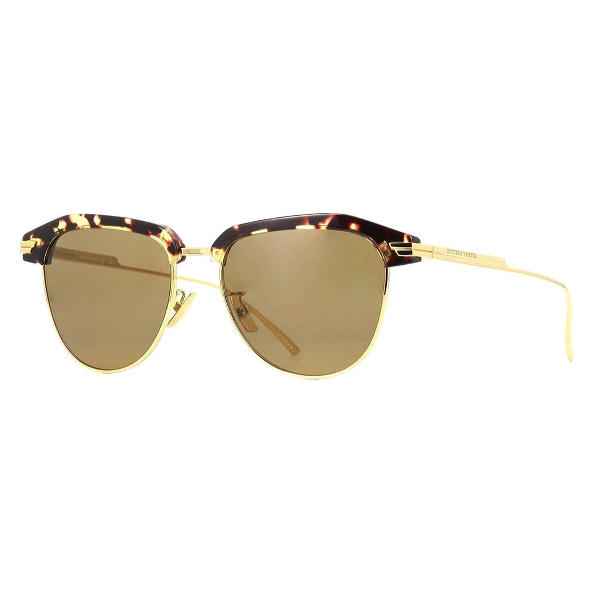 Bottega Veneta Unisex Sunglasses Spring Summer 2021 Havana Brown Nylon Nylon Gold BV1112SA 002