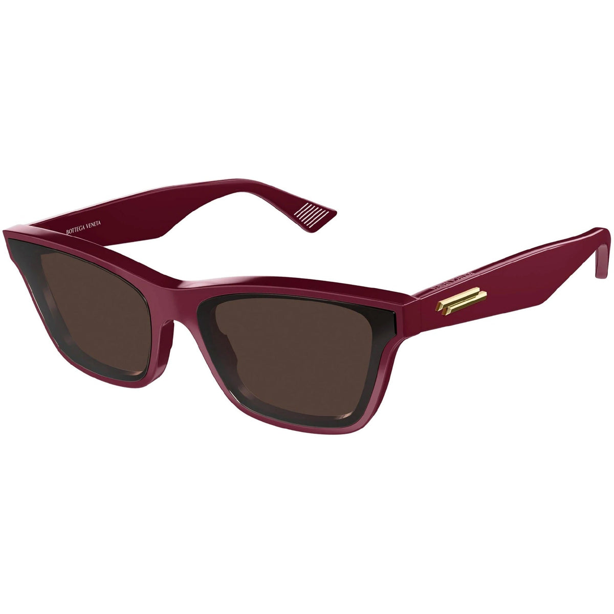 Bottega Veneta Unisex Sunglasses Fall Winter 2021 Burgundy Brown Nylon Nylon Shiny BV1119S 005