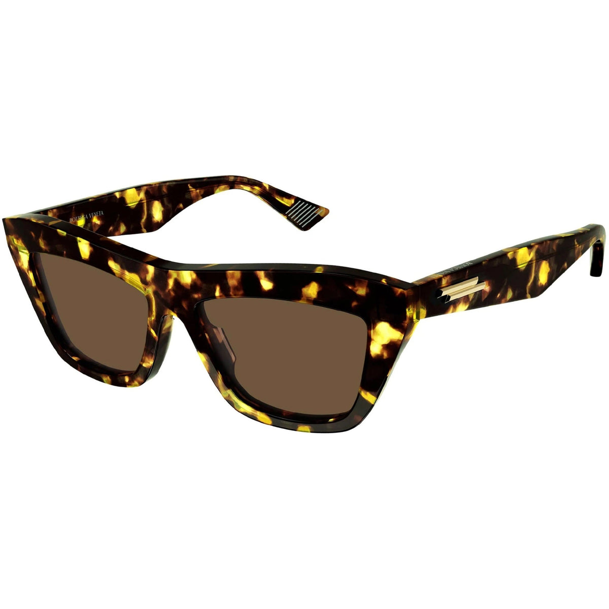 Bottega Veneta Unisex Sunglasses Fall Winter 2021 Havana Brown CR 39 CR 39 Shiny BV1121S 002