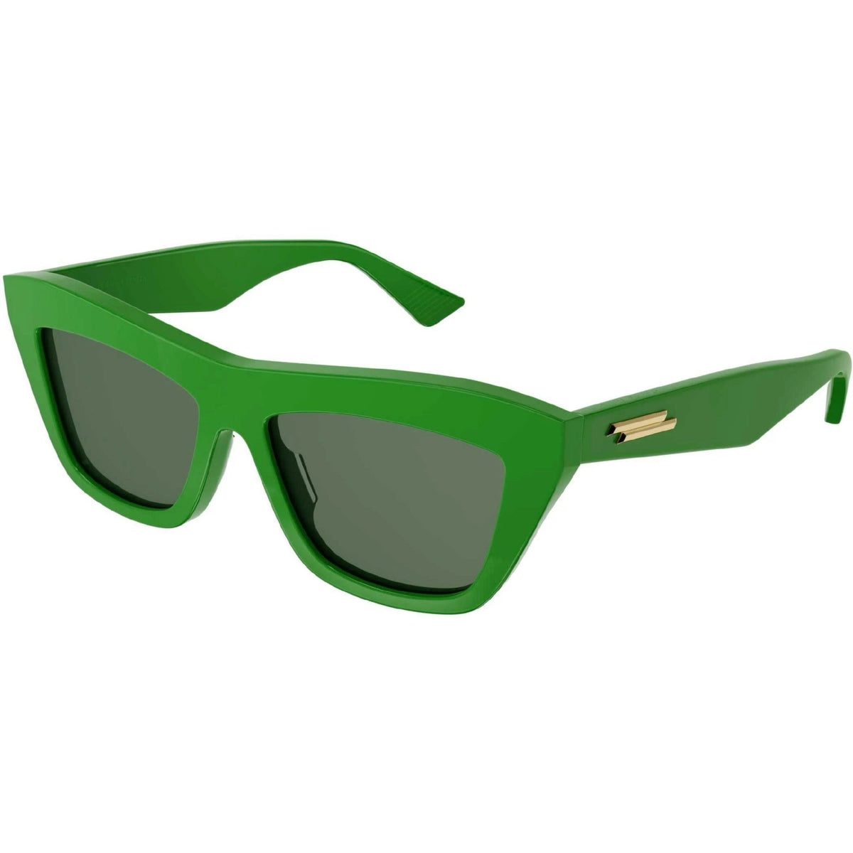 Bottega Veneta Unisex Sunglasses Fall Winter 2021 Green Green CR 39 CR 39 Shiny BV1121S 005