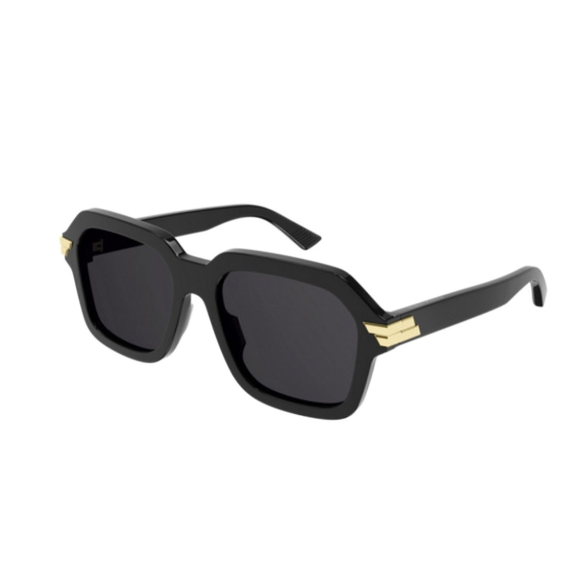 Bottega Veneta Unisex Sunglasses Fall Winter 2021 Black Grey CR 39 CR 39 Shiny BV1123S 001