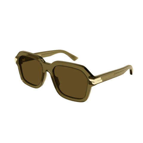 Bottega Veneta Unisex Sunglasses Fall Winter 2021 Green Brown CR 39 CR 39 Transparent BV1123S 004