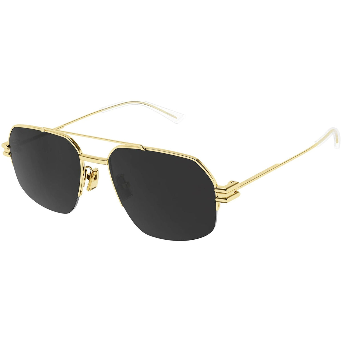 Bottega Veneta Unisex Sunglasses Fall Winter 2021 Gold Grey Nylon Nylon Shiny BV1127S 002
