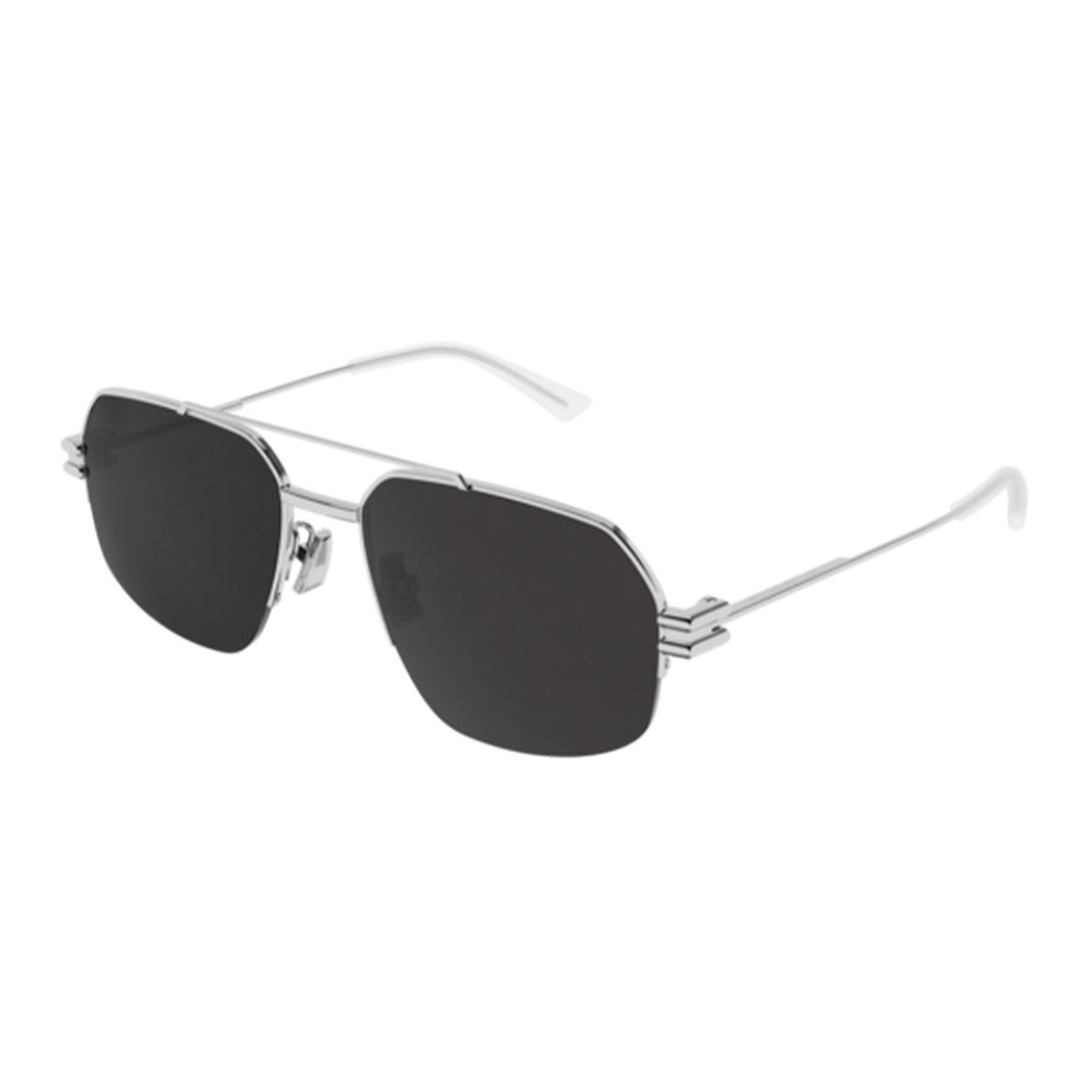 Bottega Veneta Unisex Sunglasses Fall Winter 2021 Silver Grey Nylon Nylon Shiny BV1127S 003