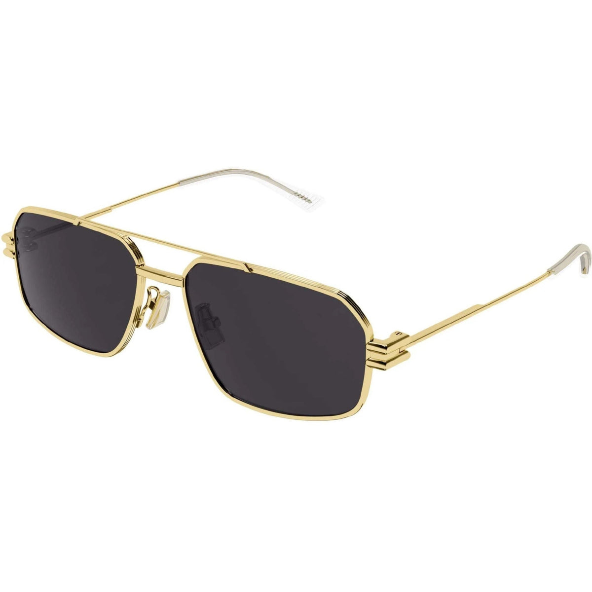 Bottega Veneta Unisex Sunglasses Fall Winter 2021 Gold Grey Nylon Nylon Shiny BV1128S 002