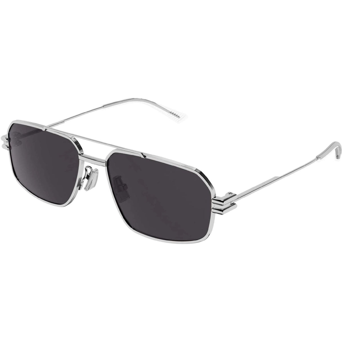 Bottega Veneta Unisex Sunglasses Fall Winter 2021 Silver Grey Nylon Nylon Shiny BV1128S 003