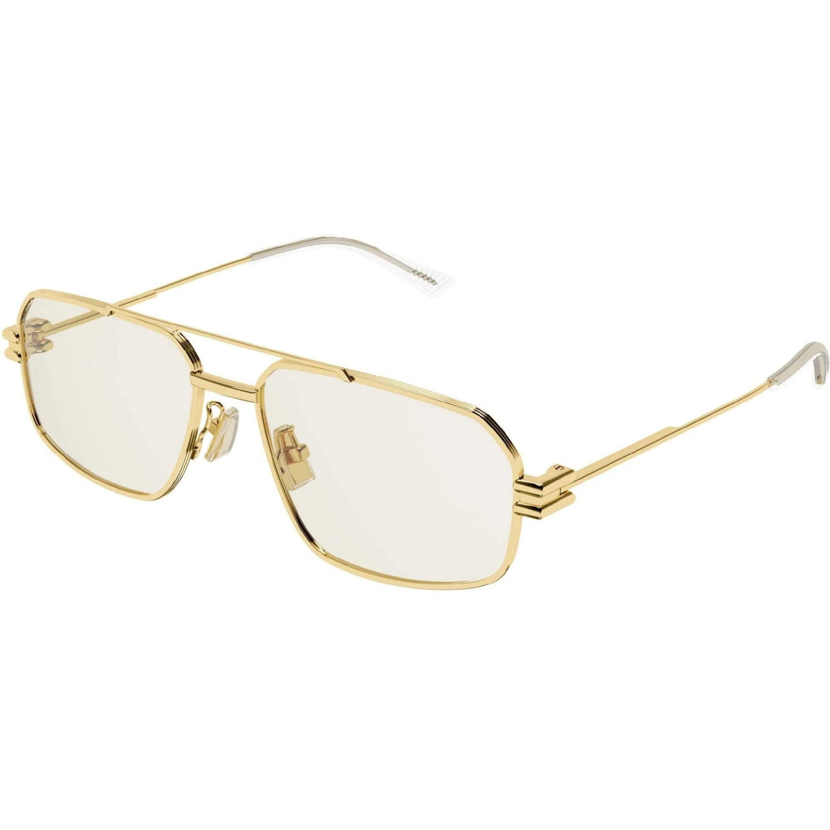 Bottega Veneta Unisex Sunglasses Fall Winter 2021 Gold Yellow Nylon Nylon Shiny BV1128S 006