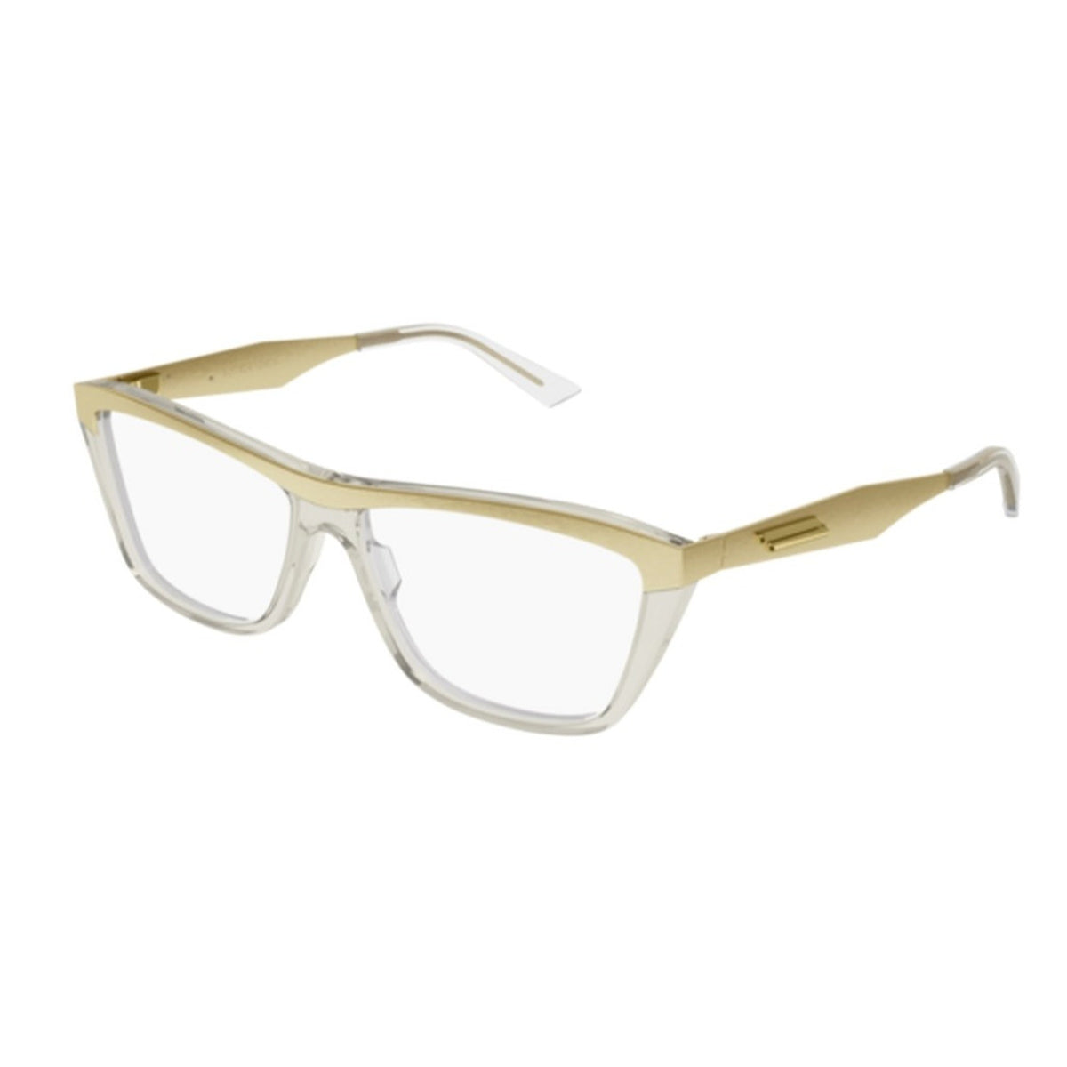 Bottega Veneta Unisex Sunglasses Fall Winter 2021 Gold Transparent Demo Lens Demo Lens Beige BV1133O 002