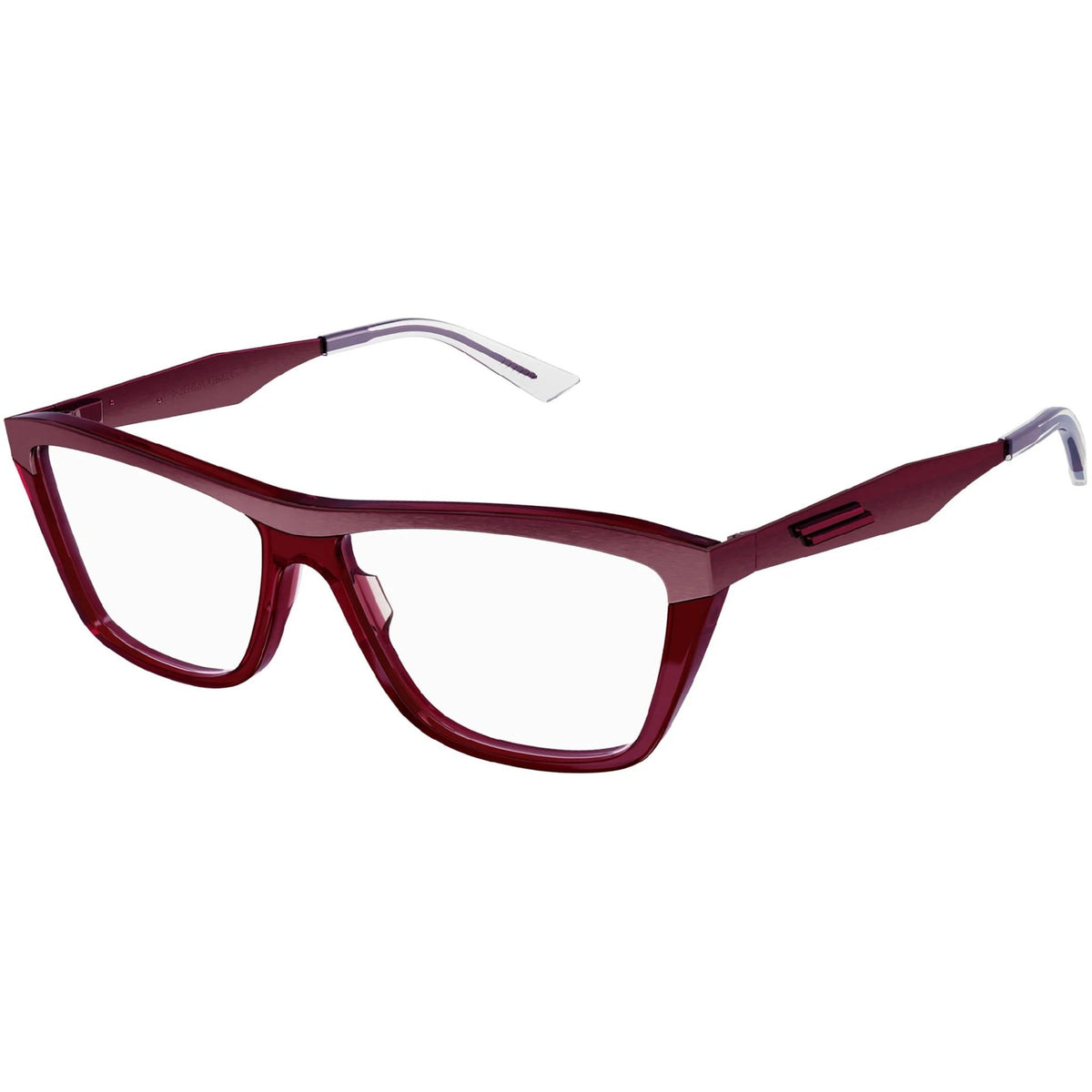 Bottega Veneta Unisex Sunglasses Fall Winter 2021 Burgundy Transparent Demo Lens Demo Lens Shiny BV1133O 003