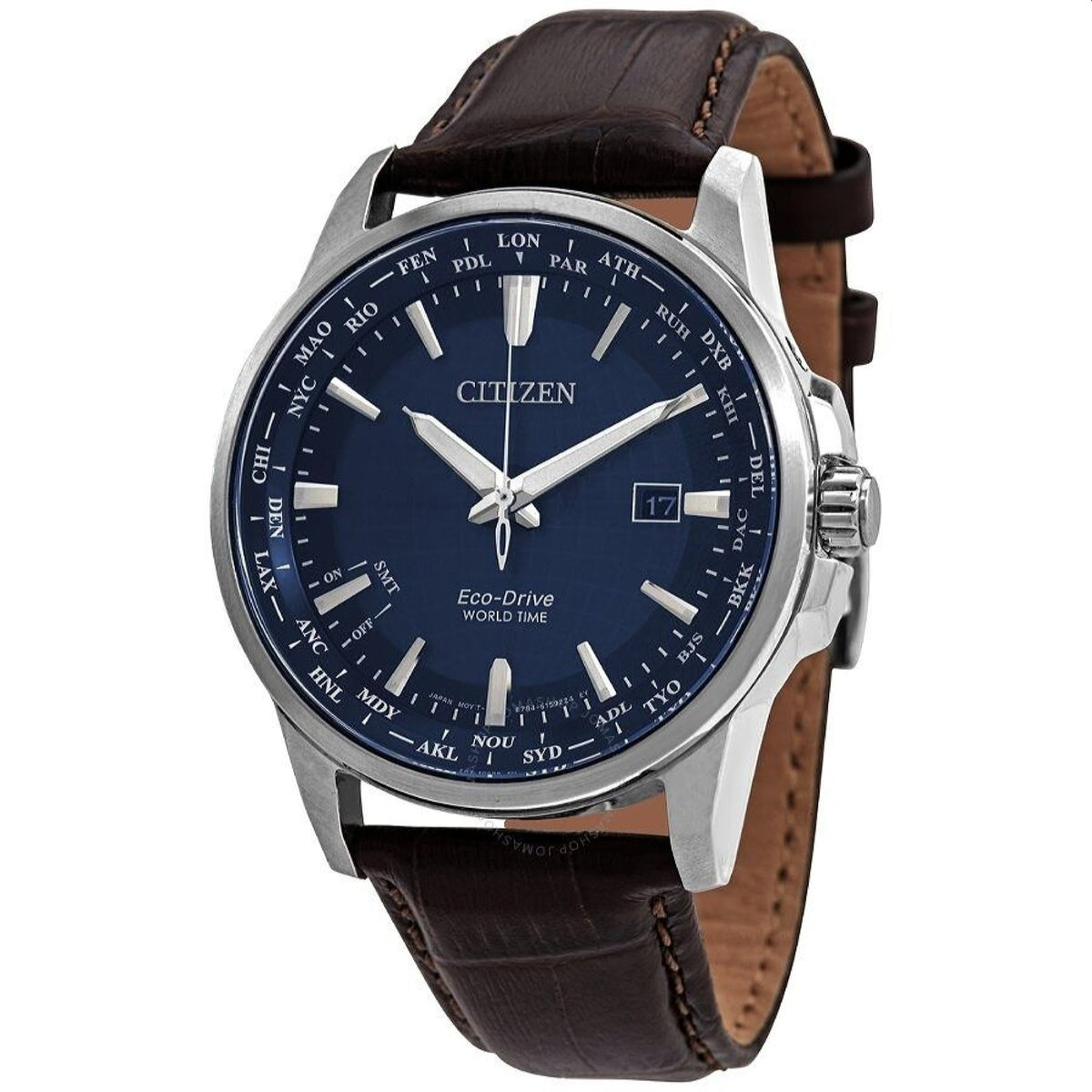 Citizen Men's BX1000-06L Brycen World Time Brown Leather Watch