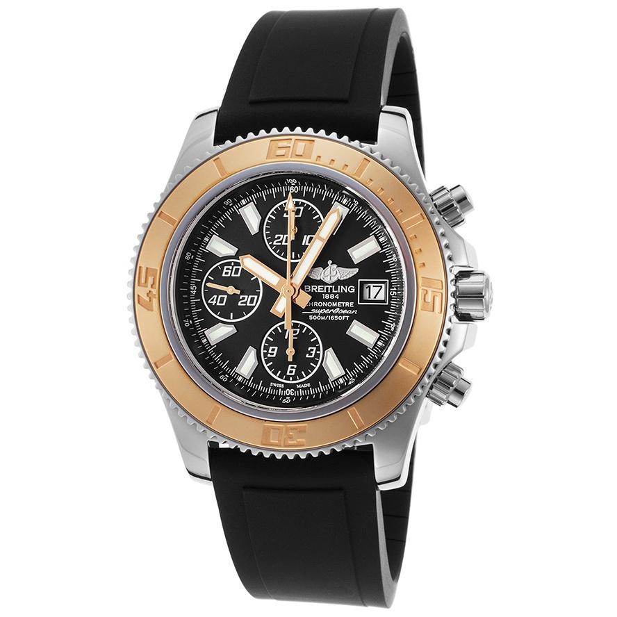 Breitling Men&#39;s C1334112-BA84RU Superocean 18k Rose Gold Chronograph Automatic Black Rubber Watch