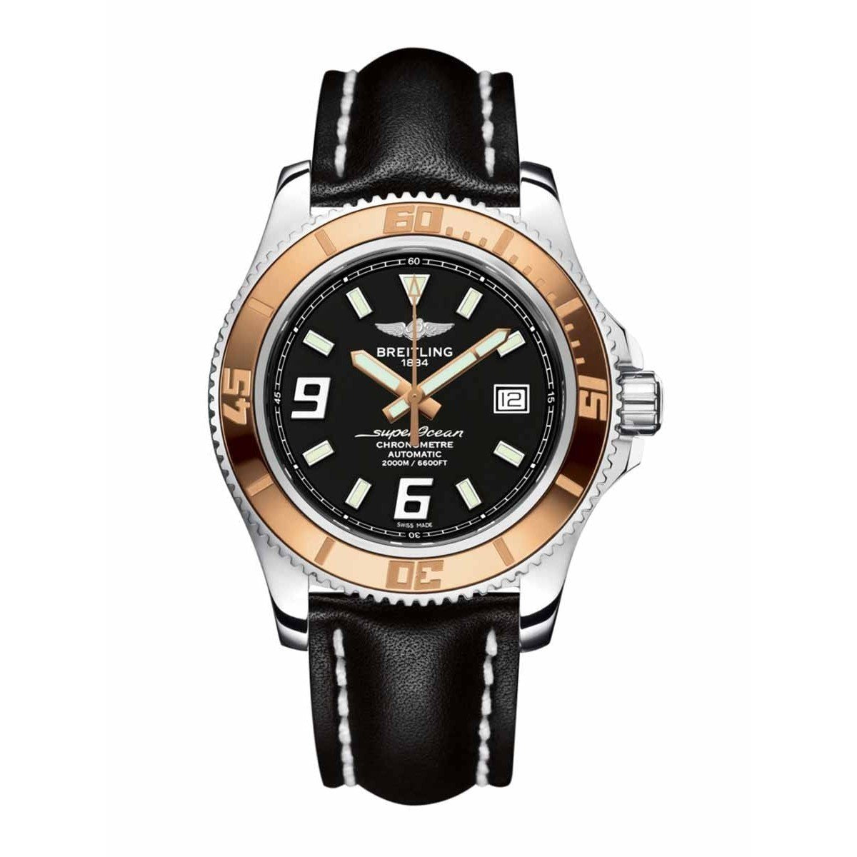 Breitling Men's C1739112-BA77-435X Superocean 44 Black Leather Watch