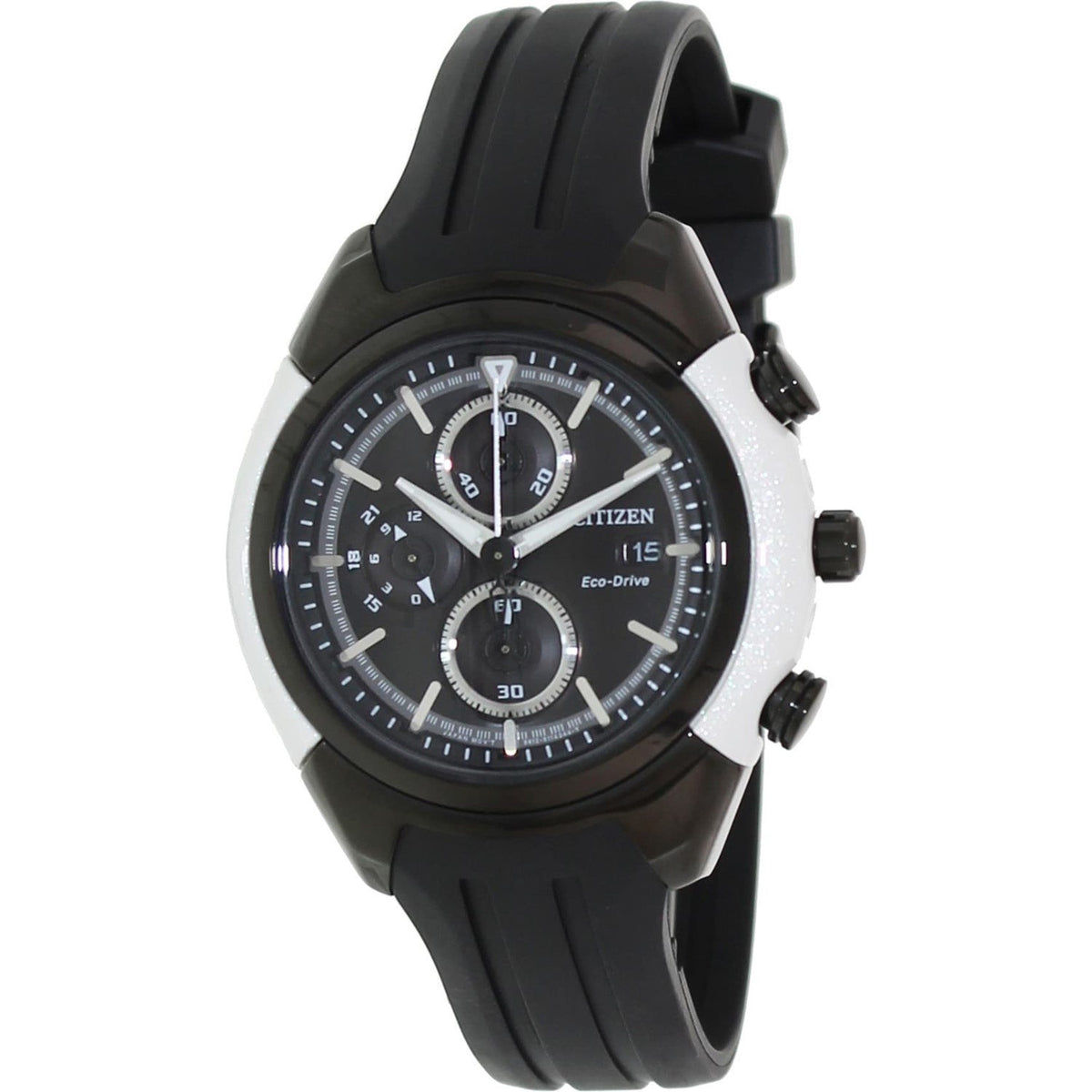 Citizen Men&#39;s CA0286-08E Eco-Drive Chronograph Black Rubber Watch
