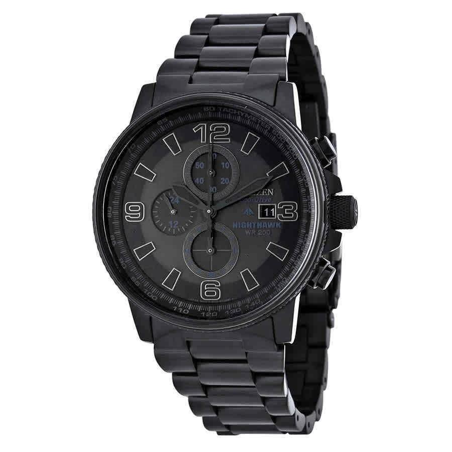 Citizen Men&#39;s CA0295-58E Nighthawk Chronograph Black Stainless Steel Watch