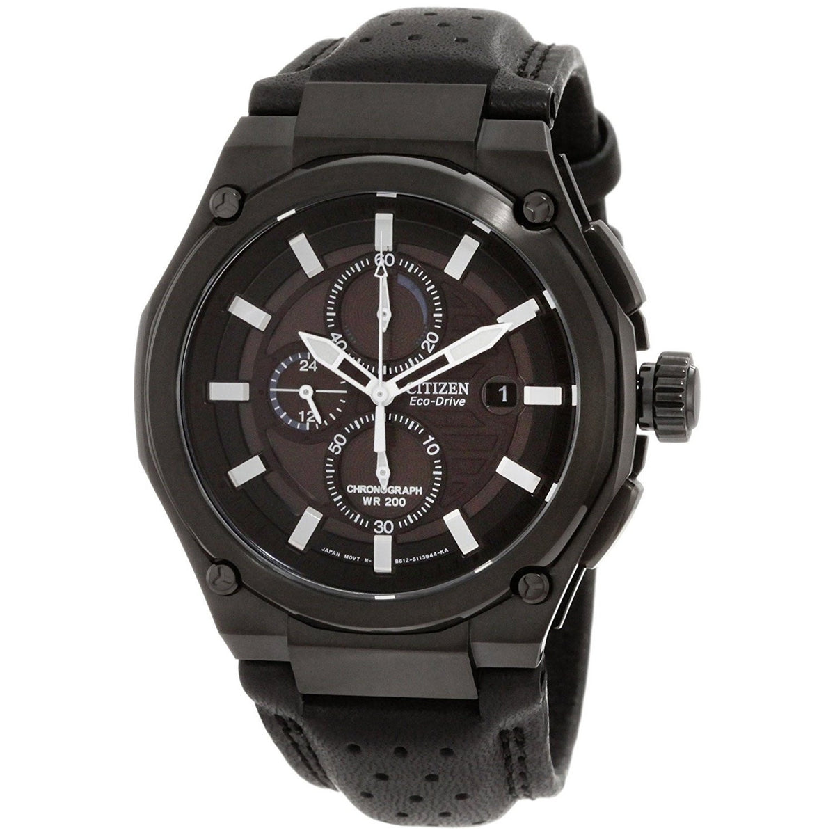 Citizen Men&#39;s CA0315-01E Sport Chronograph Black Leather Watch