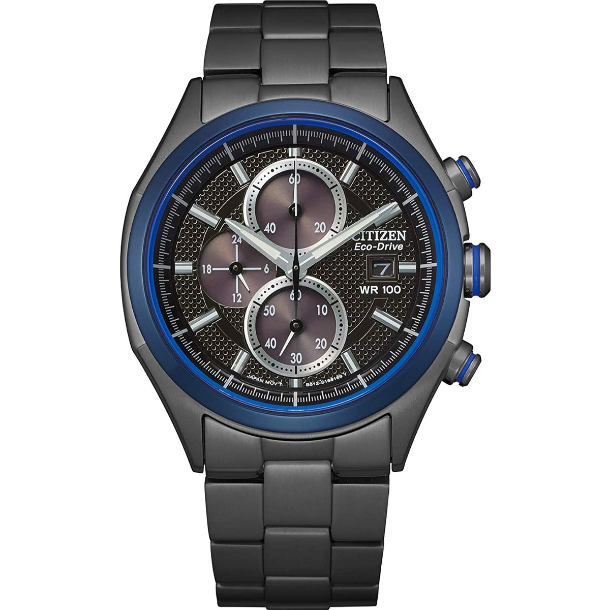 Citizen Men&#39;s CA0438-52E Eco-drive Chronograph Black Stainless Steel Watch