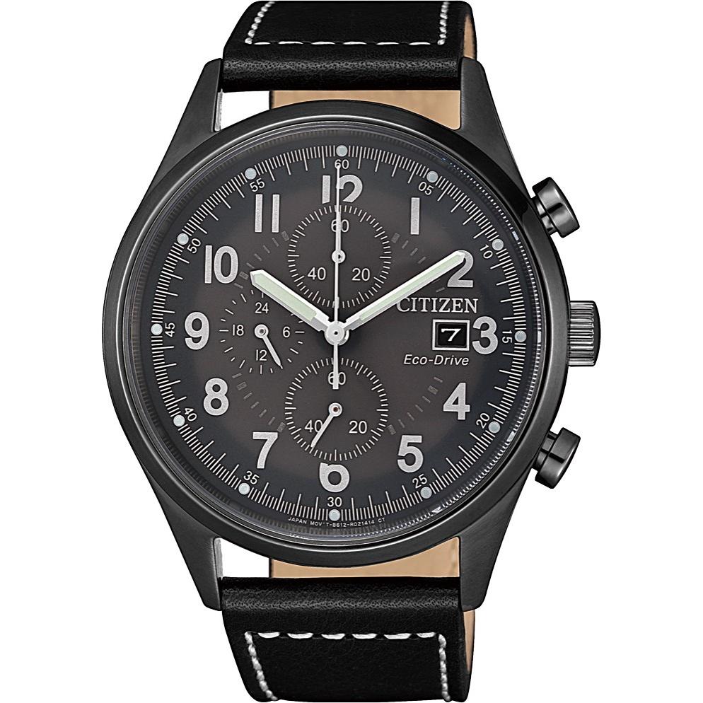 Citizen Men's CA0627-09H Eco-Drive Chronograph Black Leather Watch