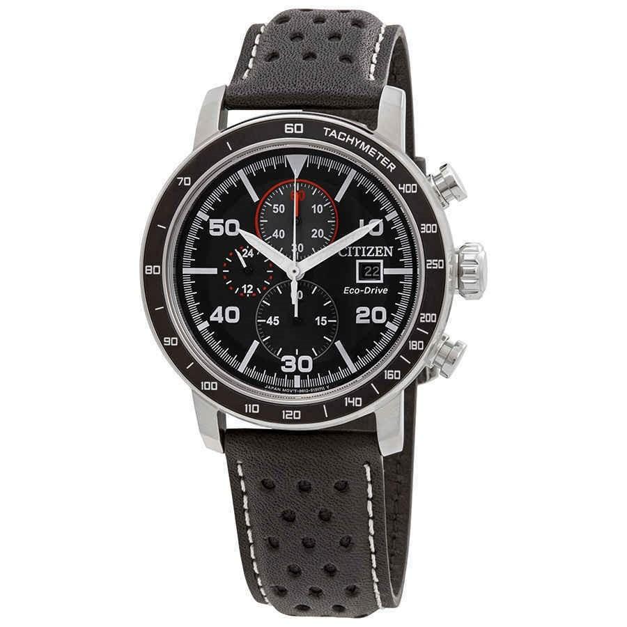 Citizen Men&#39;s CA0649-14E Brycen Chronograph Black Leather Watch