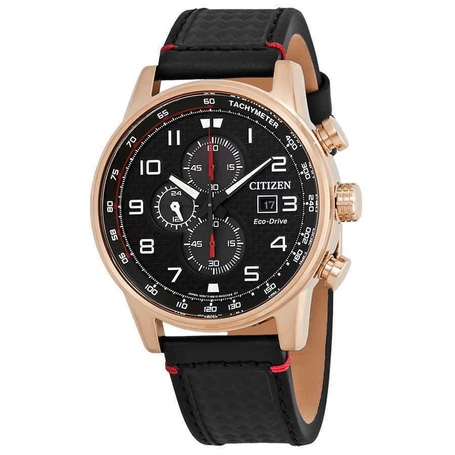 Citizen Men&#39;s CA0683-08E Primo Chronograph Black Leather Watch