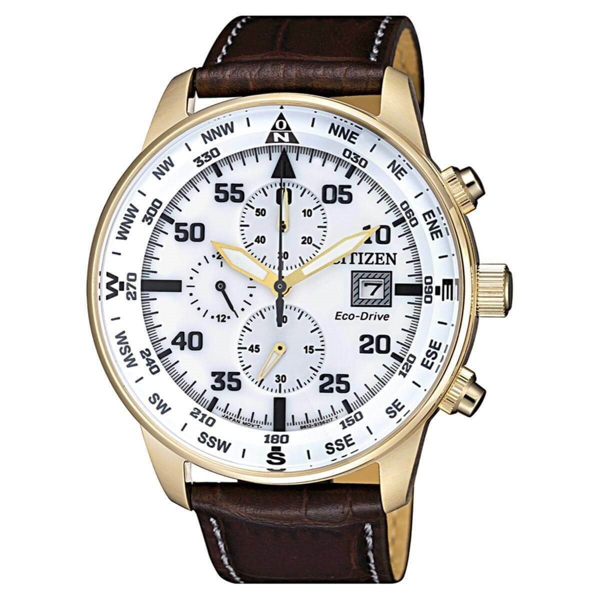 Citizen Men&#39;s CA0693-12A Eco-Drive Chronograph Brown Leather Watch