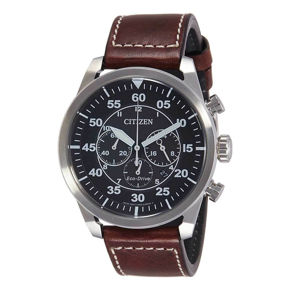 Citizen Men&#39;s CA4210-16E Eco-Drive Chronograph Brown Leather Watch