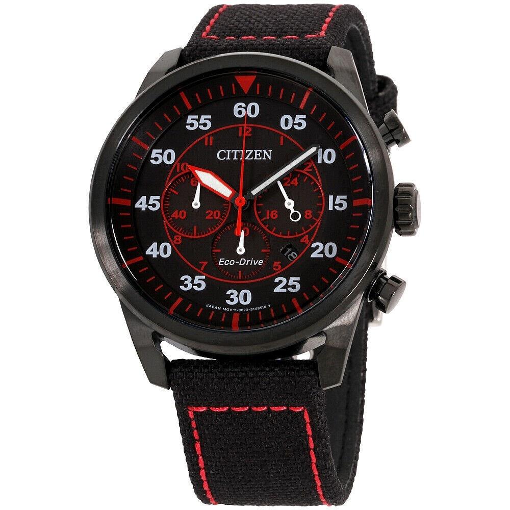 Citizen Men&#39;s CA4215-12E Eco-Drive Chronograph Black Canvas Watch