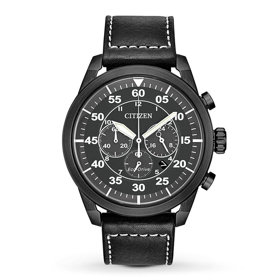 Citizen Men's CA4215-21H Avion Chronograph Black Leather Watch