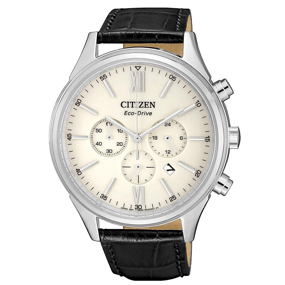 Citizen Men&#39;s CA4410-17A Eco-Drive Chronograph Black Leather Watch