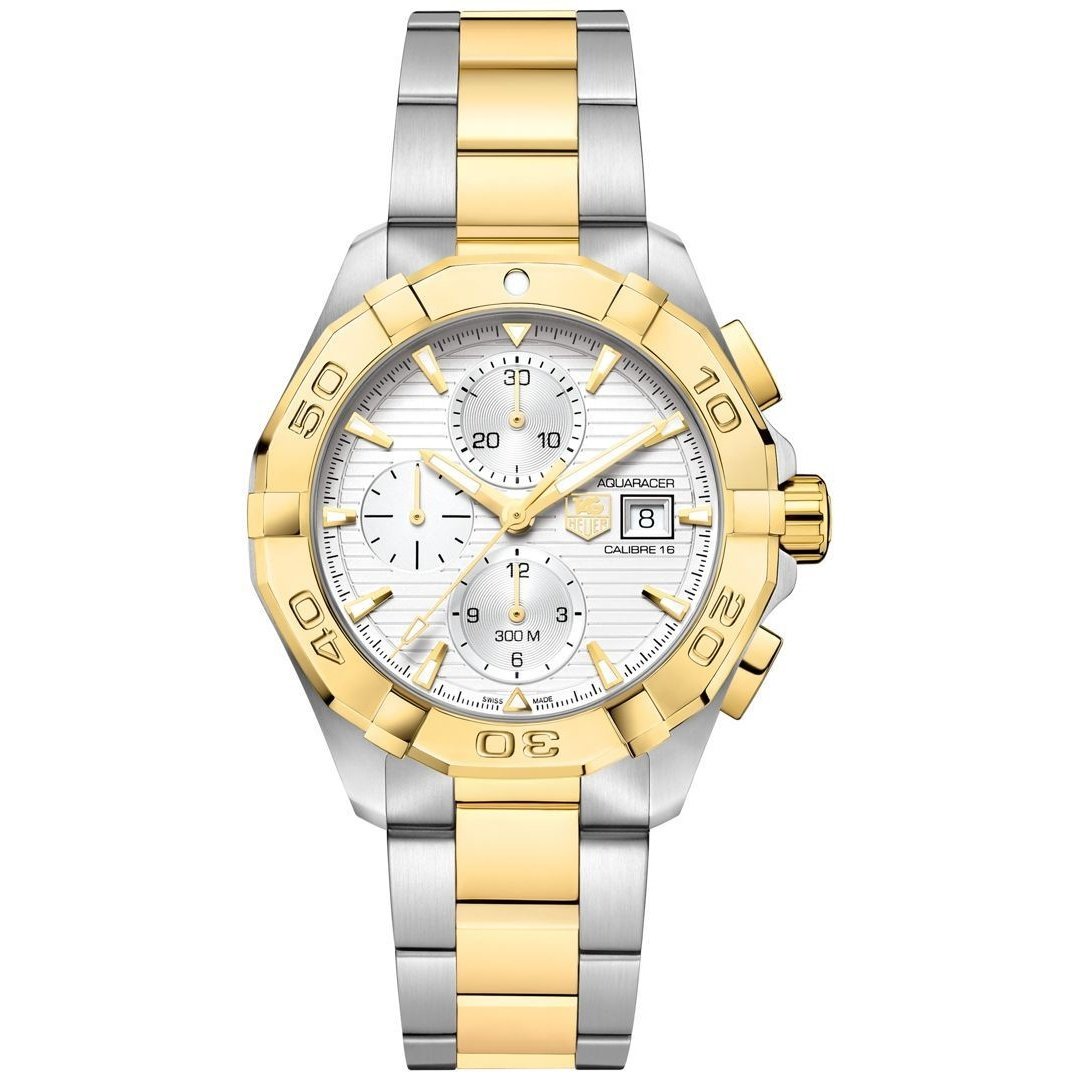 Tag Heuer Men's CAF2120.BB0816 'Aquaracer' 18K Gold Chronograph Automatic Two-Tone Stainless Steel Watch