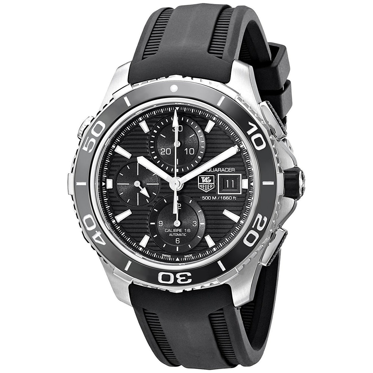 Tag Heuer Men&#39;s CAK2110.FT8019 Aquaracer Chronograph Automatic Black Rubber Watch