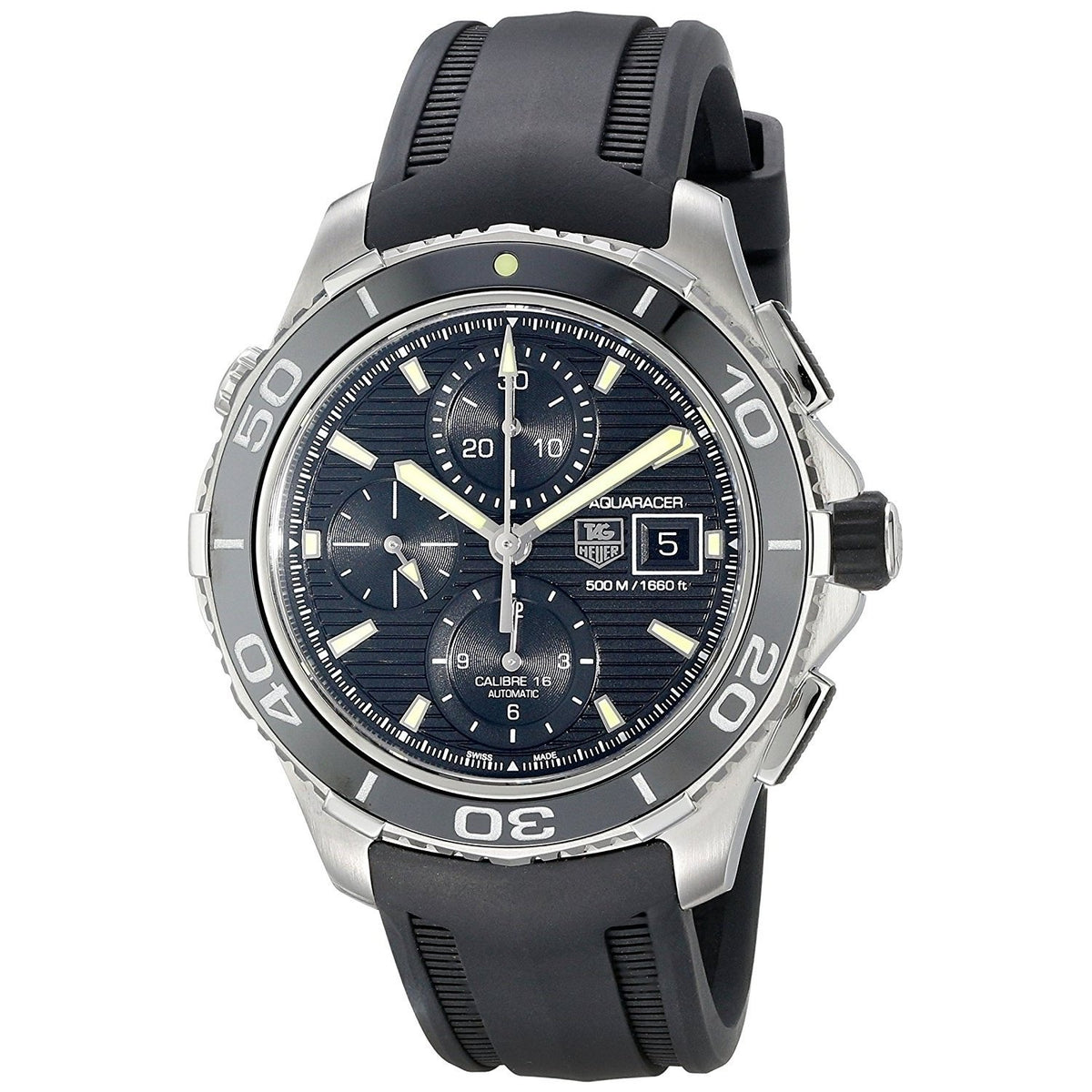 Tag Heuer Men&#39;s CAK2111.FT8011 Aquaracer Chronograph Automatic Black Rubber Watch