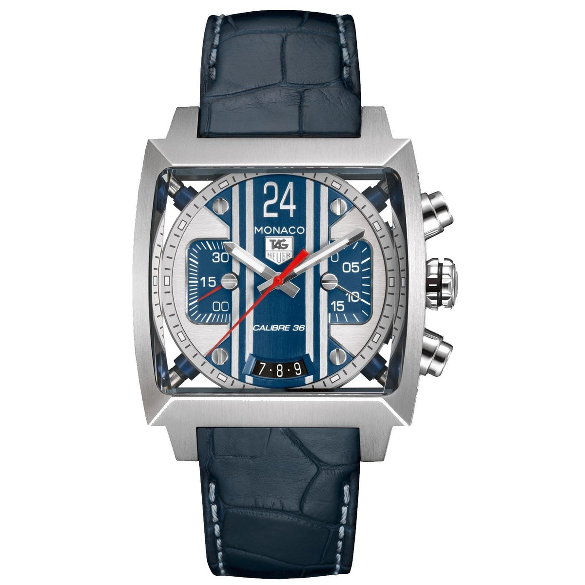 Tag Heuer Men&#39;s CAL5111.FC6299 Monaco Chronograph Automatic Blue Leather Watch