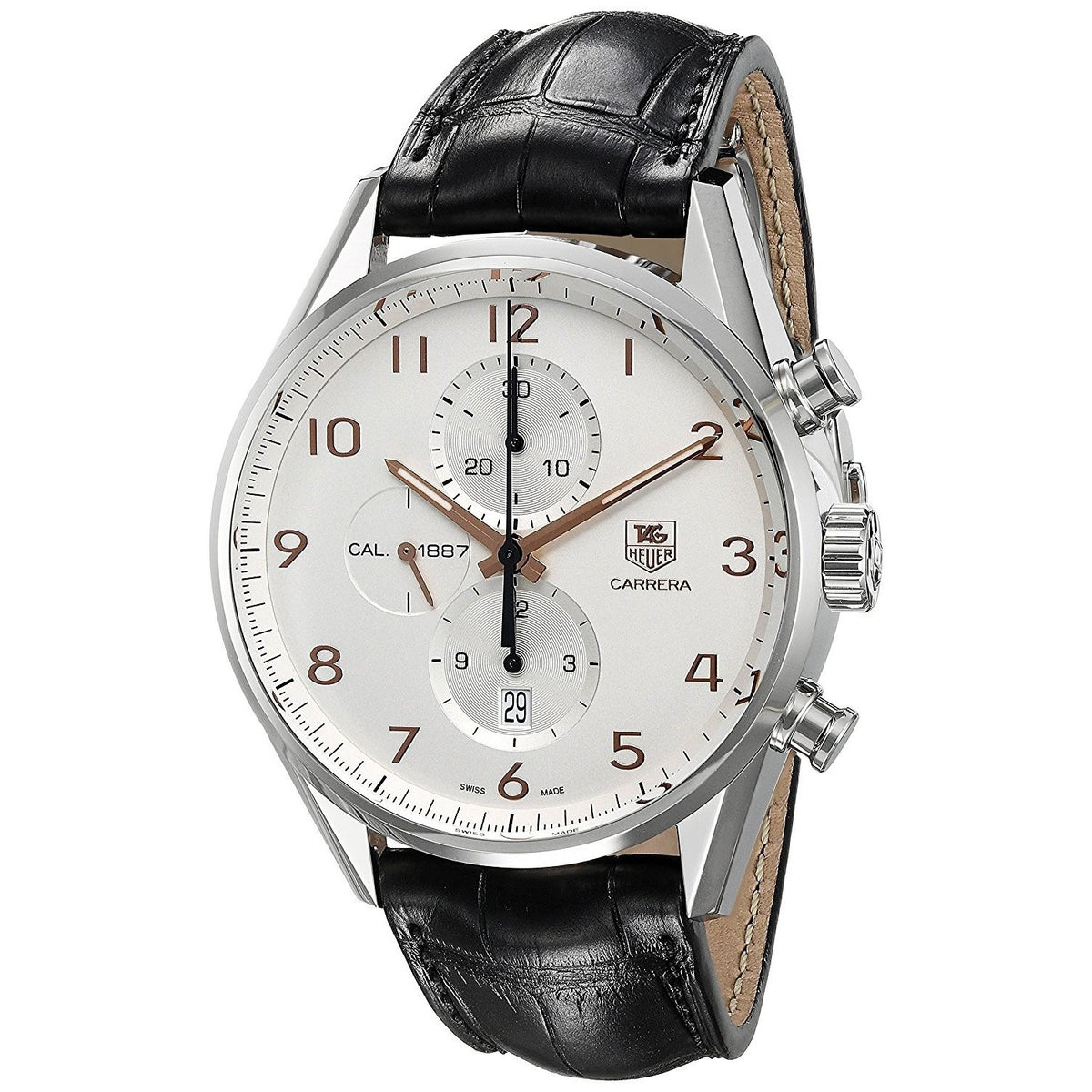 Tag Heuer Men&#39;s CAR2012.FC6235 Carrera Chronograph Automatic Black Leather Watch