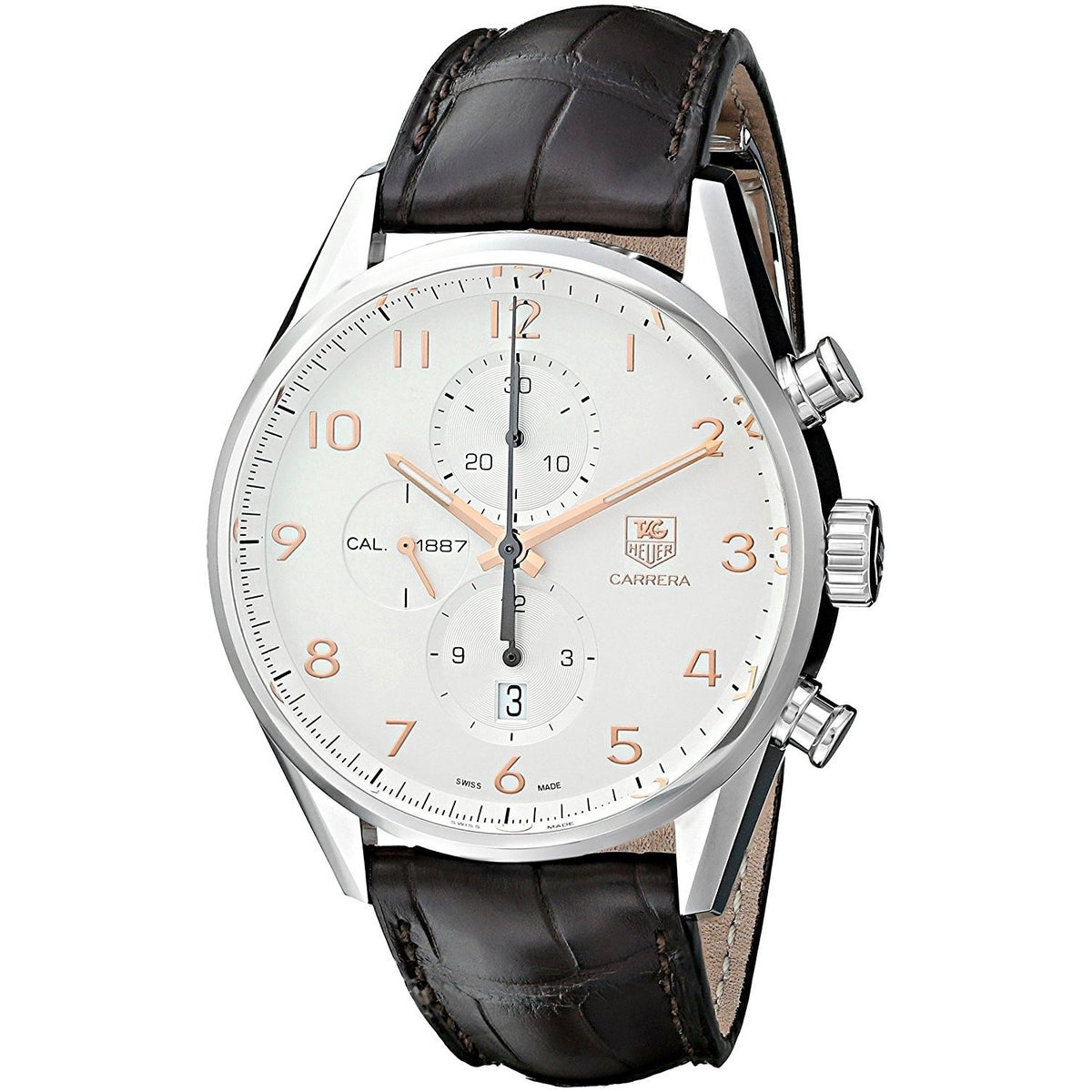 Tag Heuer Men&#39;s CAR2012.FC6236 Carrera Chronograph Automatic Brown Leather Watch
